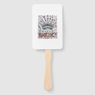 Vintage America Liberty Crown Patriotic Shirt Desi Hand Fan