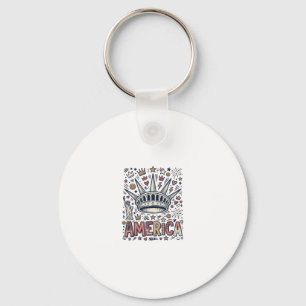 Vintage America Liberty Crown Patriotic Shirt Desi Keychain