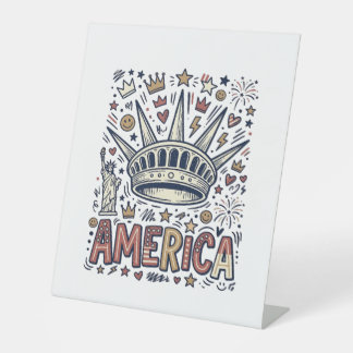 Vintage America Liberty Crown Patriotic Shirt Desi Pedestal Sign