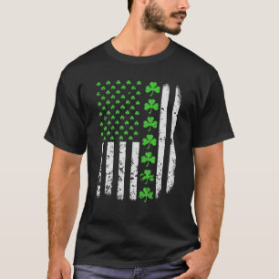 Vintage America-N US-A Flag, Shamrock Green-Clover T-Shirt