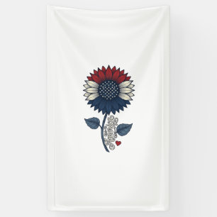Vintage America Sunflower Patriotic Shirt Design ( Banner
