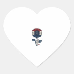 Vintage America Sunflower Patriotic Shirt Design ( Heart Sticker
