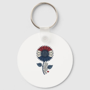 Vintage America Sunflower Patriotic Shirt Design ( Keychain