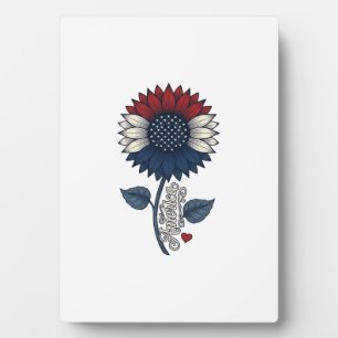 Vintage America Sunflower Patriotic Shirt Design ( Plaque