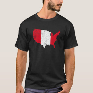 Vintage America With Peru Flag Peruvian Roots T-Shirt