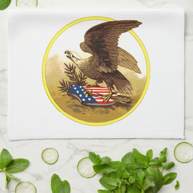 Vintage American Bald Eagle Kitchen Towel (Folded)