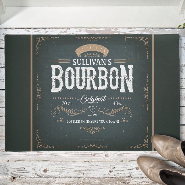 Vintage American Bourbon Personalized Whiskey Bar Doormat (Creator Uploaded)
