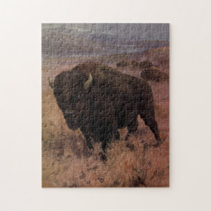 Vintage American Buffalo Painting (1909) Jigsaw Puzzle