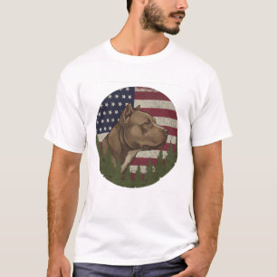 Vintage American Bully Pitbull Dog Patriotic US  T-Shirt