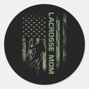Vintage American Camo Flag Proud Lacrosse Mom Lax Classic Round Sticker