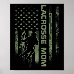 Vintage American Camo Flag Proud Lacrosse Mom Lax  Poster