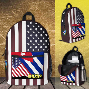 Vintage American / Cuban backpack, patriotic /Flag Printed Backpack