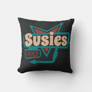 Vintage american dinner customisable sign retro throw pillow