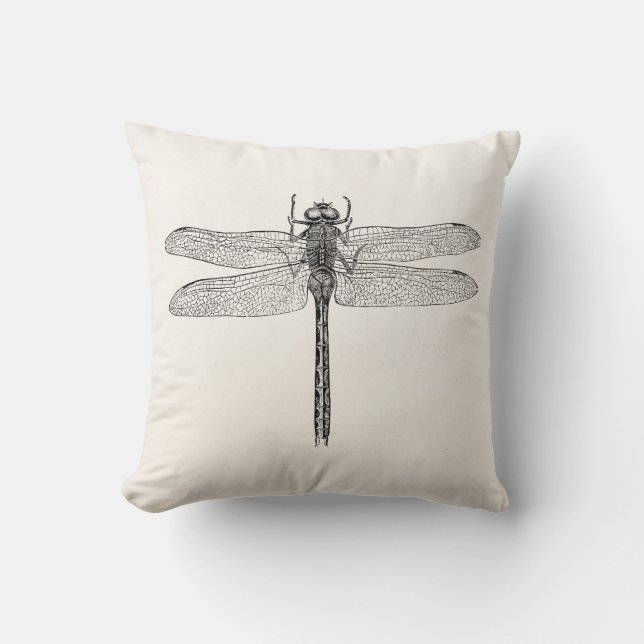 Vintage American Dragonfly Dragon Fly Template Throw Pillow (Front)
