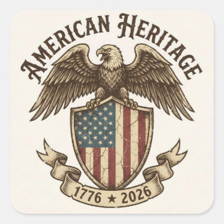 Vintage American Eagle Shield 2026 Semiquincentenn Square Sticker