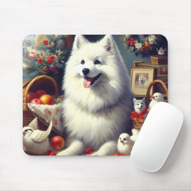 Vintage American Eskimo Painting Mouse Pad (With Mouse)