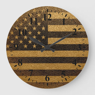Vintage American Flag #2 Large Clock