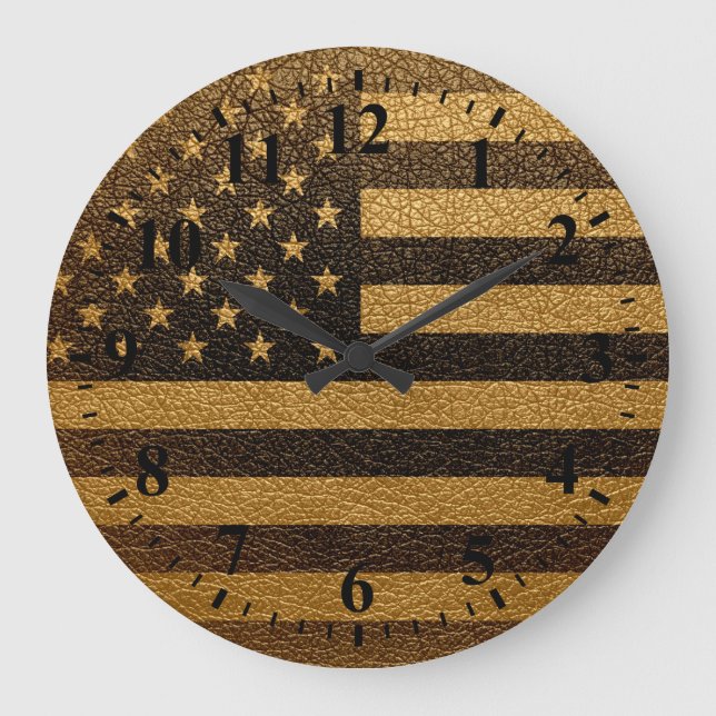 Vintage American Flag #2 Large Clock (Front)