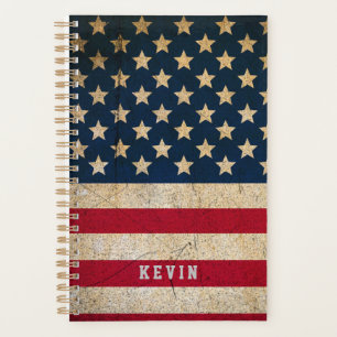 Vintage American Flag Ajouter un nom Personnalisé