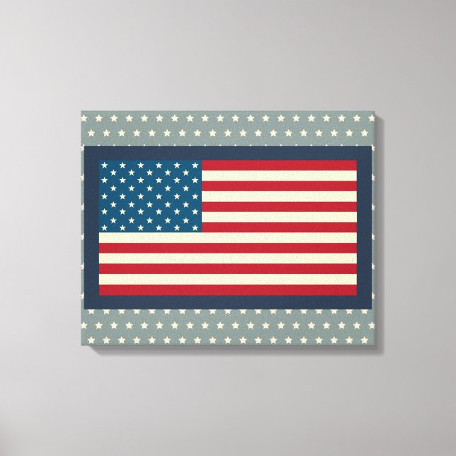Vintage American Flag Art Canvas Print (Front)