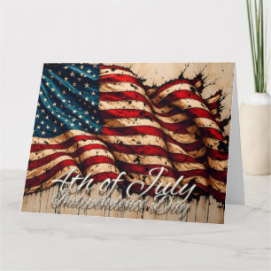 Vintage American Flag Art for 4th of July Thank You Card