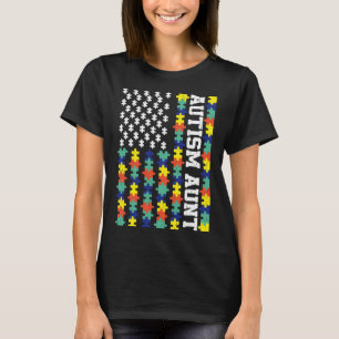 Vintage American Flag Autism Aunt Autism Awareness T-Shirt