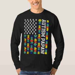 Vintage American Flag Autism Papaw Autism Awarenes T-Shirt