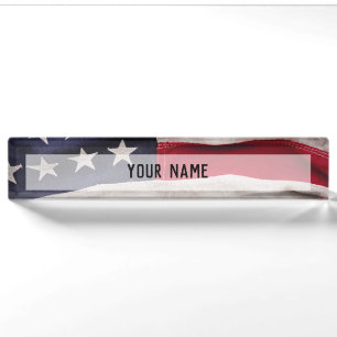 Vintage American Flag Background Nameplate