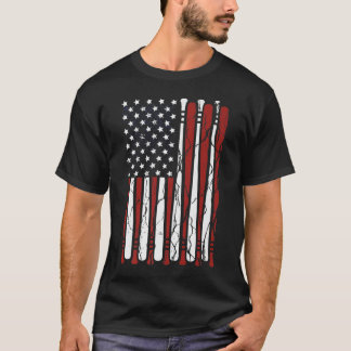 Vintage American Flag Baseball 4th Of July T-Shirt