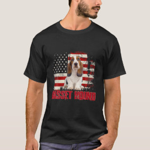 Vintage American Flag Basset Hound Dog Lover T-Shirt