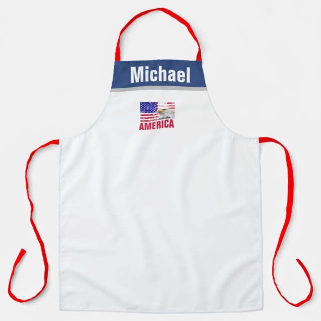 Vintage American Flag BBQ Grill Chef Patriotic Apron (Front)