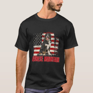 Vintage American Flag Bernese Mountain Dog Lover T-Shirt
