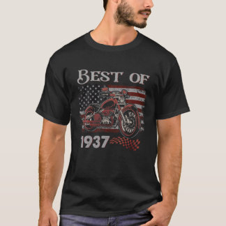 Vintage American Flag Best Of 1937 Motorcycle Birt T-Shirt
