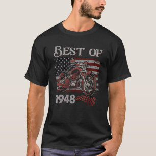 Vintage American Flag Best Of 1948 Motorcycle Birt T-Shirt