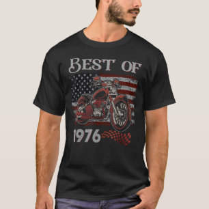 Vintage American Flag Best Of 1976 Motorcycle Birt T-Shirt
