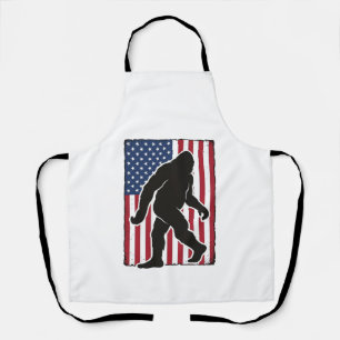 Vintage American Flag Bigfoot Silhouette Vector De Apron