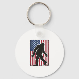 Vintage American Flag Bigfoot Silhouette Vector De Keychain