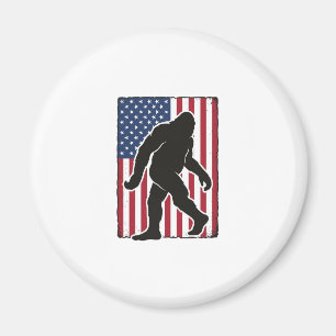 Vintage American Flag Bigfoot Silhouette Vector De Magnet