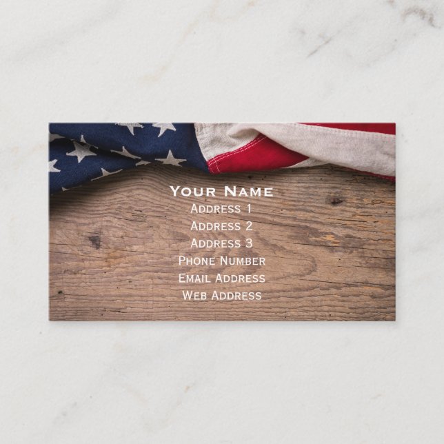 Vintage American Flag Border Business Card (Front)