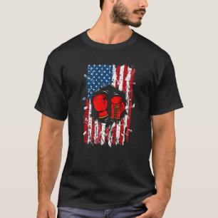 Vintage American Flag Boxing Patriotic Us Flag Spo T-Shirt