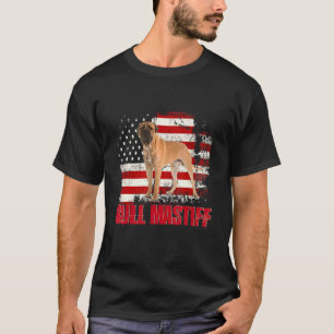 Vintage American Flag Bull Mastiff Dog T-Shirt