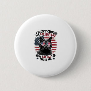 Vintage American Flag Cat Dad Father's Day Kitten  2 Inch Round Button
