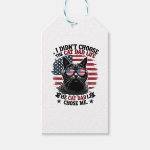 Vintage American Flag Cat Dad Father's Day Kitten  Gift Tags