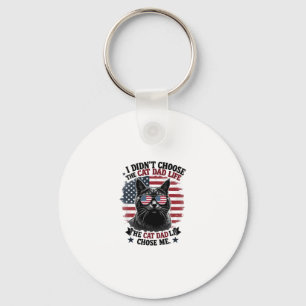 Vintage American Flag Cat Dad Father's Day Kitten Keychain