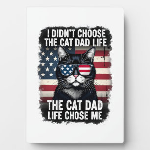 Vintage American Flag Cat Dad Father's Day Kitten Plaque