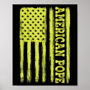 Vintage American Flag Catholic First American Pope Poster