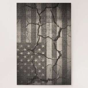 Vintage American Flag Cracked Jigsaw Puzzle