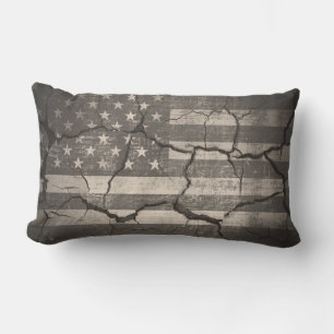 Vintage American Flag Cracked Lumbar Pillow