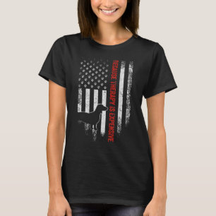 Vintage American Flag Dachshund Because Therapy Is T-Shirt