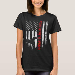 Vintage American Flag Dachshund Because Therapy Is T-Shirt